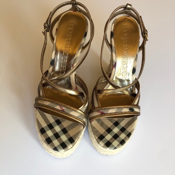 Burberry Espadrille Sandals Wedges Sz 37. Never Worn. - Picture 4 of 5